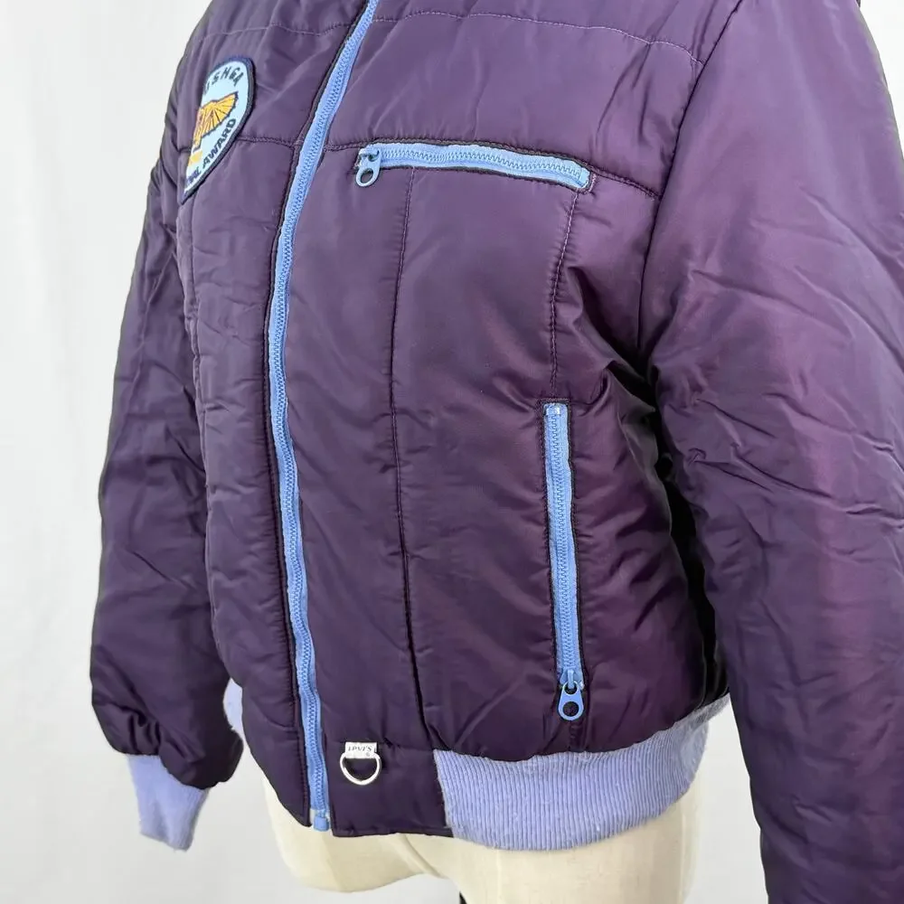 Vintage Levi's USHGA Hang‎ Gliding Puffer Jacket USA Plum Blue Youth 12